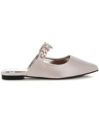 Rag & Co - Neutrals Magnum Diamante Strap Glitter Mules - Lyst