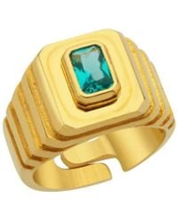 LINYA JEWELLERY - Octagon Stone Signet Ring Sterling - Lyst