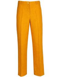 Lalipop Design - Wide Leg Viscose Linen Orange Pants - Lyst