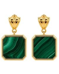 Uchi and Soto - Shikaku Solid 925 With 18K Vermeil & Malachite Square Drop Earrings - Lyst