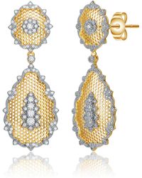 Genevive Jewelry - Rachel Glauber Rhodium Plated & Plated With Cubic Zirconia Drop Earrings - Lyst
