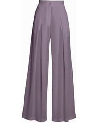 Imaatu - Sande Mauve High-Waist Wide-Leg Palazzo Viscose-Linen Trousers With Pockets - Lyst
