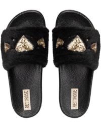 Rettrose - Ella Luxury Plush Diamanté Embellished Handmade Sliders - Lyst