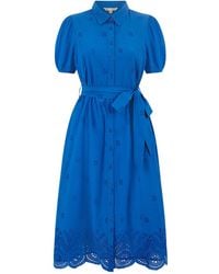 Yumi' - Cotton Shirt Midi Dress With Cut Out Details - Lyst