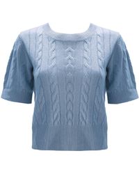 Zenzee - Cashmere Cable Knit Boxy Short Sleeve Sweater - Lyst