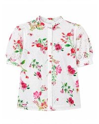 Yumi' - Cotton Broderie Anglaise Floral Shirt - Lyst