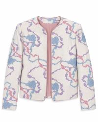 Stovaria - Neutrals Pastel Embroidered Pure Linen Statement Jacket - Lyst