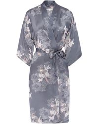 Genevie - Sweet Peas Silk Kimono Robe - Lyst