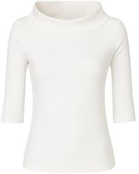Conquista - Neutrals Fitted Stretch Jersey Top With Upright Collar - Lyst