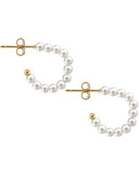 Kris Nations - Freshwater Pearl Huggie Post Hoop Earrings - Lyst