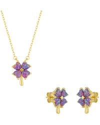 Spero London - Opal Four Leaf Clover Sterling Necklace & Earrings Set - Lyst