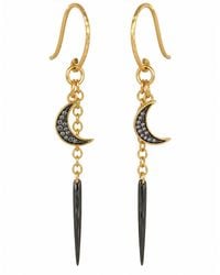 Rachel Nathan - Round Hook Pavé Moon & Vermeil Earrings - Lyst