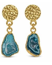 By Ozge - Istanbul Bosphorus Agate Druzy Plated Statement Drop Earrings - Lyst