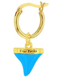 True Rocks - Enamel & Plated Sharks Tooth Charm On Hoop Earrings - Lyst