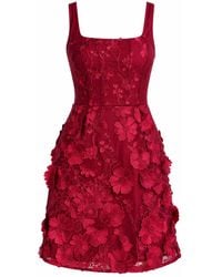 Girl In Mind - Celeste Floral Square Neck Mini Dress Berry - Lyst