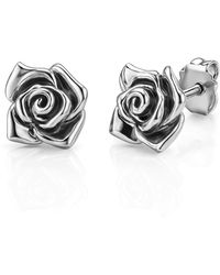 Unaloe - Handmade Sterling Rose Stud Earrings Artisan Italian Jewelry For - Lyst