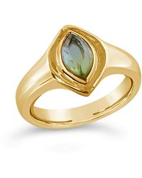 Glamrocks Jewelry - Marquise Signet Ring- Ocean Quartz - Lyst