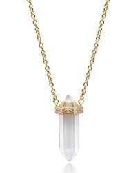 Nialaya - Clear Quartz Crystal Necklace With Engraved Evil Eye Detail - Lyst