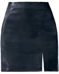 Ats the Label - Tess Croc Embossed Leather Mini Slit Skirt - Lyst