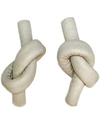 WAIWAI - Ivory Knot Leather Earrings - Lyst