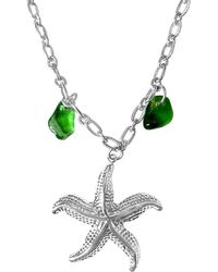 Glassy - Starfish Sea Glass Necklace Steel - Lyst