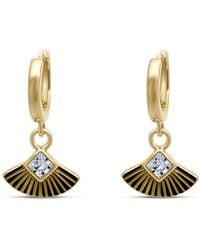 Clemence Wren - Art Deco Gemstone Fan Charm Huggie Earrings - Lyst