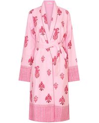 NoLoGo-chic - Botanical Shawl Robe Cotton Cambric Mid - Lyst