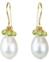 MOUNIR LONDON - Pearl & Peridot Cluster Earrings - Lyst