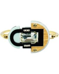 Gissa Bicalho - Handmade Acrylic Bracelet Deco Mirror Rectangular Stone Cream - Lyst