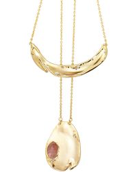 Rare Matters Jewelry - Gemstone Duo Pendant Necklace Strawberry Quartz - Lyst