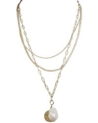 FV Jewellery - Steel Me Triple Chain & Pearl Necklace - Lyst