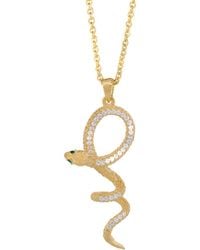 Ebru Jewelry - Emerald Eyed Mythology Snake & Diamond Pendant Bold Chain Necklace - Lyst