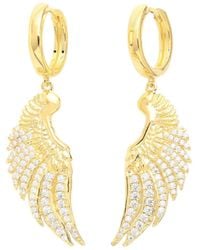 Seven Saints - Angel Wing Pave Earrings, Huggie Hoop, Over Sterling - Lyst