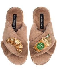 Laines London - Classic Laines Slippers With Iced Coffee & Croissant Brooches - Lyst