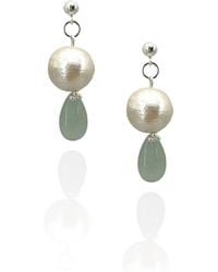 Bio-Trimmings - Neutrals Miyuki Pearl Dangle Earrings Emerald - Lyst
