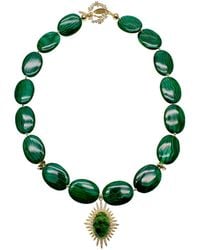 Farra - Oval Malachite With Gemstone Pendant Chunky Necklace - Lyst