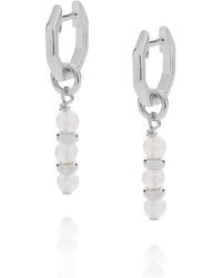 Nellou Jewellery - Neutrals Linear Huggie Birthstone Earrings June Sterling - Lyst