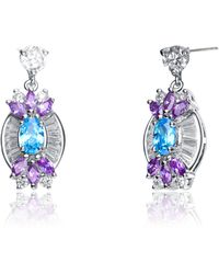 Genevive Jewelry - Sterling Cubic Zirconia Dual Color Teardrop Earrings - Lyst