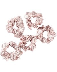 Soft Strokes Silk - Pure Mulberry Silk French Scrunchie Set Of Five In Baby Pink - Lyst
