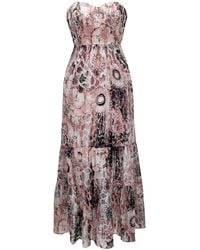 Smart and Joy - Bustier Chiffon Maxi Dress With Abstract Floral Print - Lyst
