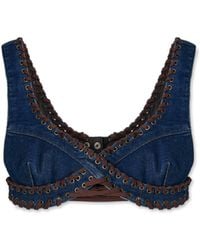 Maison sél - Washed Denim Bra With Eyelet - Lyst