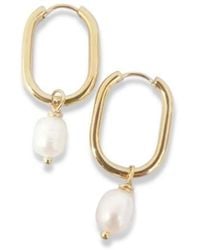 FV Jewellery - Steel Me & Fresh Water Pearl Huggies - Lyst