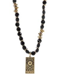 Ebru Jewelry - New Beginning Gold Tarot Sun Black Onyx Beaded Necklace - Lyst