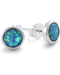 Isla Silver - Handmade Opal Stud Earrings - Lyst