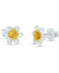 Isla Silver - Daffodil Bloom Stud Earrings - Lyst
