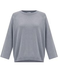 Peraluna - Nell O-Neck Pullover Slit Detailed Fine Knit Jumper - Lyst