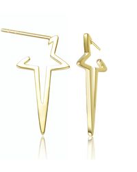 Genevive Jewelry - Rachel Glauber Plated Star Open Hoop Earrings - Lyst