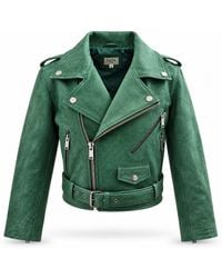 Zasta Studio - Sea Cropped Biker Leather Jacket - Lyst