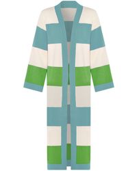 INGMARSON - Multicolour Striped Cardigan Long Wool & Cashmere Green & Teal - Lyst