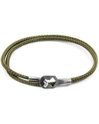 Anchor and Crew - Khaki Green Tenby Silver & Rope Bracelet - Lyst